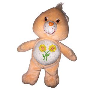 Care Bears Friendship Bear Plush - Orange Bear with 2 Yellow Flowers on Belly -